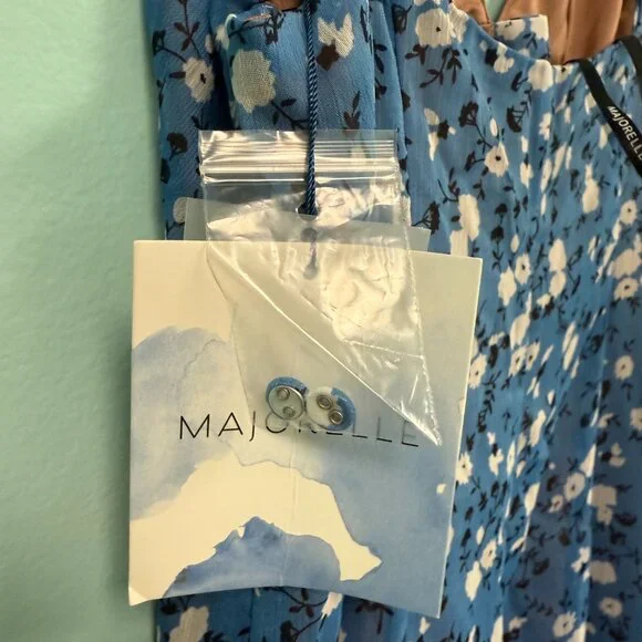 Majorelle quincy midi dress in blue ditsy size xs - Picture 10 of 10